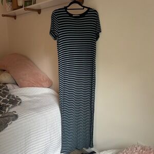 Michael Kors Women's Striped Maxi Dress, Casual,‎ T-Shirt Style, Lightweight